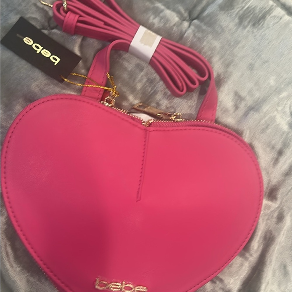 Bebe Pink Heart-Shaped Crossbody Bag